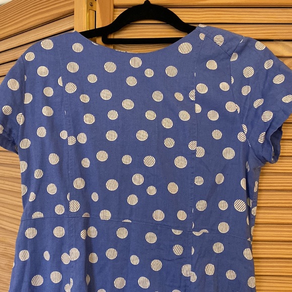 Cheerful blue cotton dress. A bit retro looking. - Picture 3 of 5